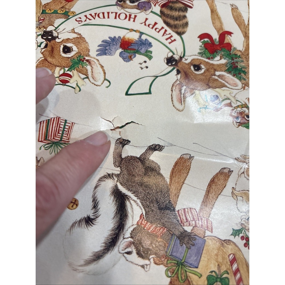 9 VTG LK‎ Powell Woodland Animals Happy Holidays Wrapping Paper gift wrap READ - Picture 7 of 16